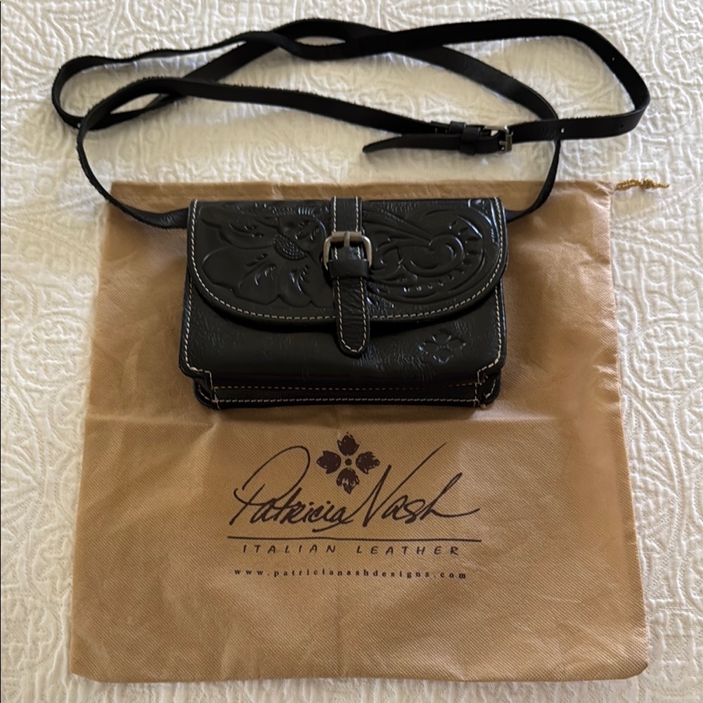 Patricia Nash Black Leather Crossbody Bag